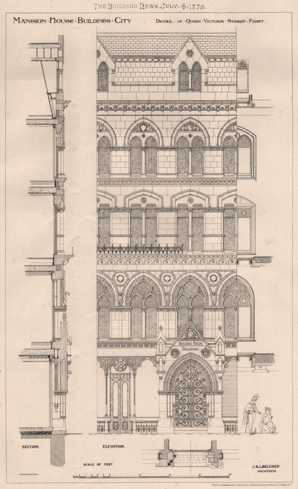 Mansion House buildings, City; Queen Victoria Street; Belcher Architects 1873